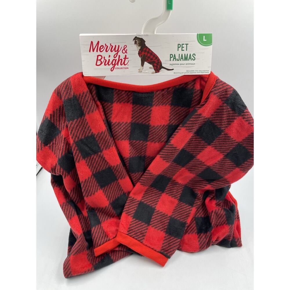 Red & Black Checkered Plaid Pet Pajamas SIZE Large NEW With Tags